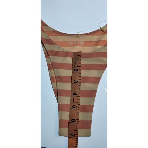 SAME Los Angeles Striped Bandeau Bikini Set High Cut Bottom Size S NWT - Picture 4 of 7